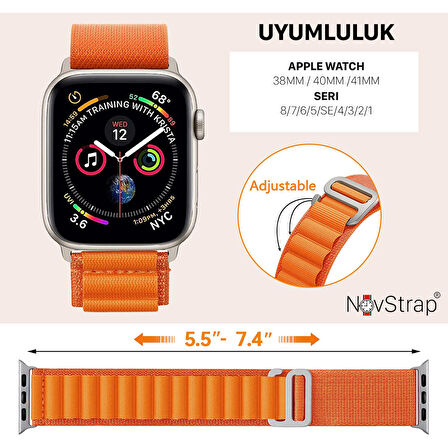 NovStrap Apple Watch 38mm 40mm 41mm 1 2 3 4 5 6 7 8 Se Seri Uyumlu Kordon Alpine Loop Kayış