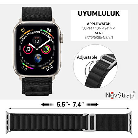 NovStrap Apple Watch Series 7 41mm Uyumlu Kordon Alpine Loop Tasarım Kordon Kayış