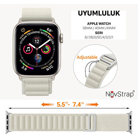 NovStrap Apple Watch Series 6 41mm Uyumlu Kordon Alpine Loop Tasarım Kordon Kayış