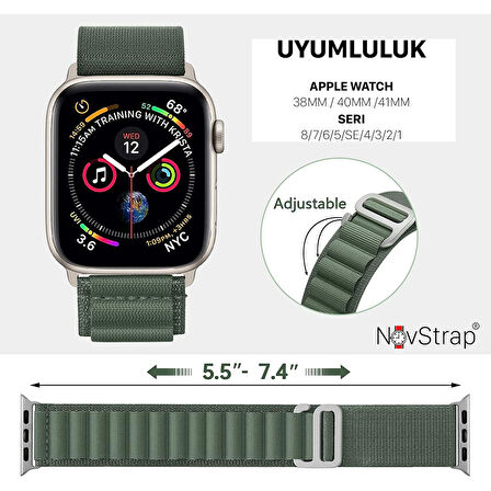 NovStrap Apple Watch Series 4 40mm Uyumlu Kordon Alpine Loop Tasarım Kordon Kayış
