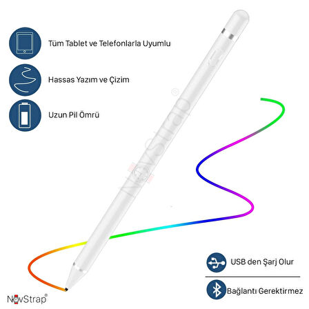 NovStrap iPad 7/8/9 Nesil 10.2 inç ile Uyumlu Dokunmatik Tablet Kalemi Pencil DZ870