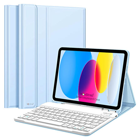 NovStrap Apple İpad 10. Nesil 10.9 2022 Uyumlu Bluetooth Klavyeli Tablet Kılıfı Stand Kalem Bölmeli