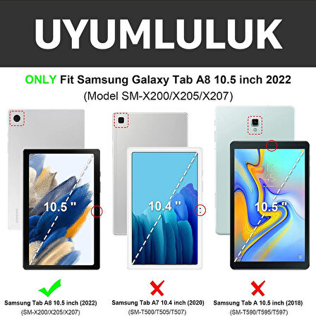 NovStrap Samsung Galaxy Tab A8 10.5 Sm-X200 X205 X207 2021 Uyumlu Bluetooth Klavyeli Tablet Kılıfı