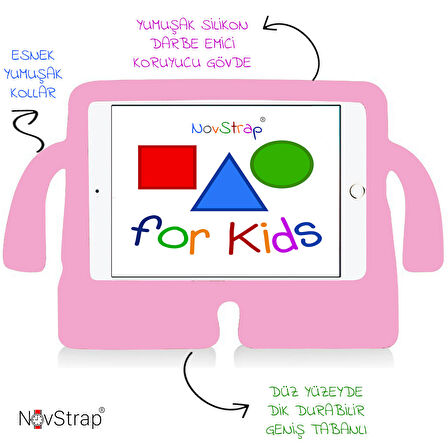 NovStrap Apple iPad Pro 11 2022 2021 2020 2 3 4 Nesil Uyumlu Kılıf Silikon Kollu Çocuk Tablet Kılıfı