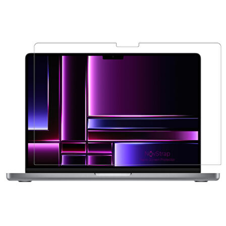 NovStrap Apple MacBook Pro 2023 M2 14.2 inc A2779 Uyumlu Mat Kılıf + Siyah Klavye Kılıfı + Film