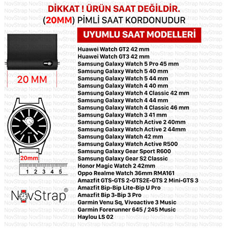 NovStrap Samsung Galaxy Watch 4 5 40 44mm Classic 42 46mm Watch 5 Pro 45mm Kordon (20mm) Flexible