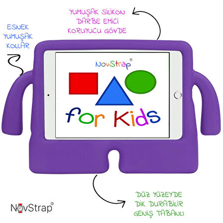 NovStrap Apple iPad 10. Nesil 10.9 2022 Uyumlu Kılıf A2696 A2557 A2777 Kollu Çocuk Tablet Kılıfı