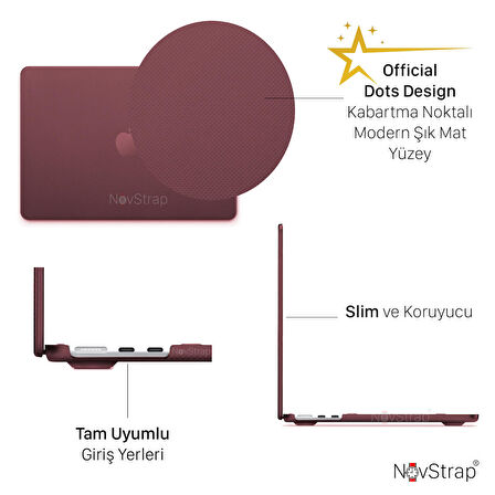 NovStrap Apple MacBook Pro M1 M2 Çip A2338 A2289 A2251 Uyumlu Kılıf Dots Design Nokta Desen Kapak