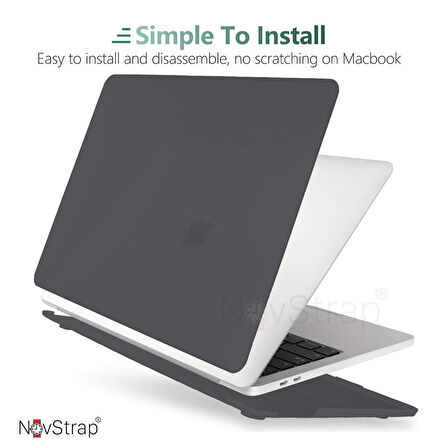 NovStrap Apple MacBook Air M1 Çip 13.3" A2337 A1932 A2179 Uyumlu Kılıf Sert Rubber Mat Buzlu Kapak