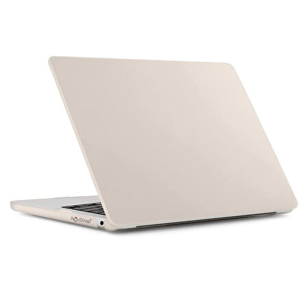 NovStrap Apple MacBook Air M2 Çip A2681 13.6 inç 2022 Uyumlu Kılıf Cream Hard Shell Rubber Kapak