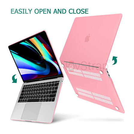 NovStrap Apple MacBook Pro M1 M2 Çip 13.3" A2338 ile Uyumlu Kılıf Cream Hard Shell Rubber Kapak