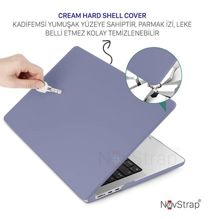 NovStrap Apple MacBook Pro M1 M2 13" A2289 A2251 A1706 A1708 A1989 A2159 A2338 Kılıf Cream Kapak