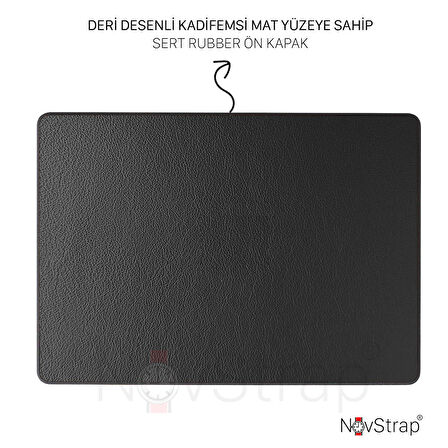 NovStrap Apple Macbook Pro 2021 14 inç M1 A2442 ile Uyumlu Kılıf Deri Desenli Rubber Mat Kapak