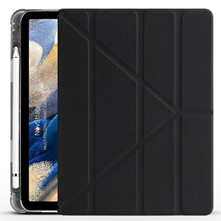NovStrap Samsung Galaxy Tab A8 10.5 Sm-X200 X205 X207 Uyumlu Kılıf Smart Kalem Bölmeli Trifold Stand