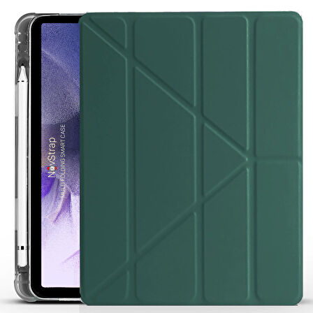 NovStrap Samsung Galaxy Tab S7 Plus / S8 Plus 12.4 X800 T970 Kılıf Smart Kalem Bölmeli Trifold Stand