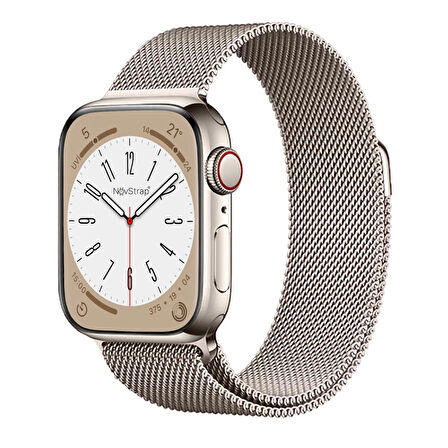 NovStrap Apple Watch Seri 7/8/9 41mm Uyumlu Starlight Yıldız Işığı Hasır Örgü Metal Kordon Kayış