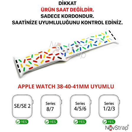 NovStrap Apple Watch 38mm 40mm 41mm Seri 3 4 5 6 7 8 Se ile Uyumlu Kordon Kayış Pride Style Silikon