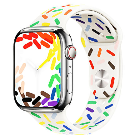 NovStrap Apple Watch Seri 7/8 45mm ile Uyumlu Kordon Pride Style Jel Silikon Kordon Kayış