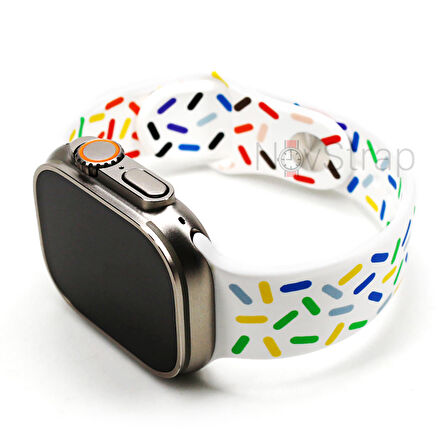 NovStrap Apple Watch Seri 7/8 45mm ile Uyumlu Kordon Pride Style Jel Silikon Kordon Kayış