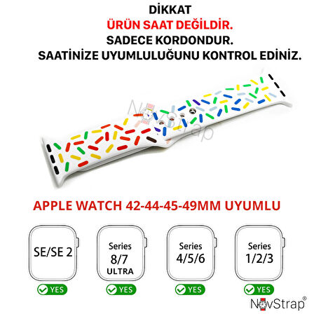 NovStrap Apple Watch Ultra 49mm ile Uyumlu Kordon Pride Style Rainbow Jel Silikon Kordon Kayış
