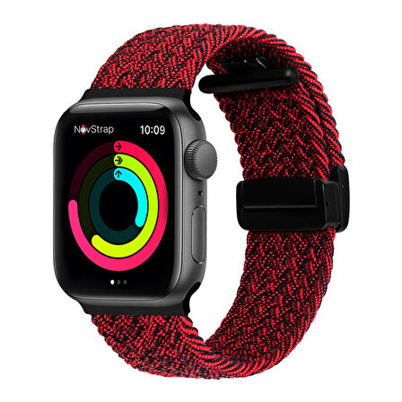 NovStrap Apple Watch Seri 7/8 41mm ile Uyumlu Kordon Magnet Tokalı Flexible Elastik Örgü Kayış