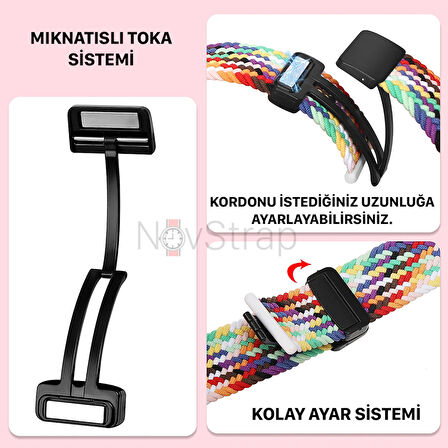 NovStrap Apple Watch Seri 7/8 41mm ile Uyumlu Kordon Magnet Tokalı Flexible Elastik Örgü Kayış