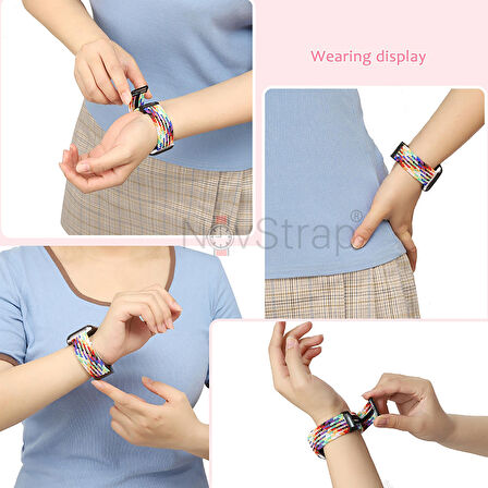 NovStrap Apple Watch Ultra 49mm ile Uyumlu Kordon Magnet Tokalı Flexible Elastik Örgü Kayış