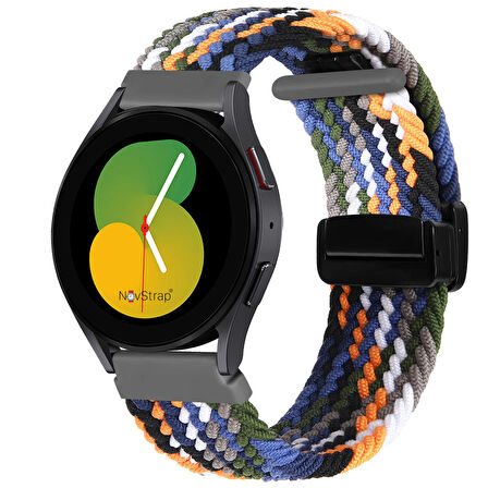 NovStrap Samsung Galaxy Watch 4 5 Pro 40 42 44 45 46 Mm Uyumlu Kordon Örgü Flexible Magnet Tokalı