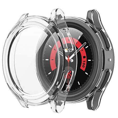 NovStrap Samsung Galaxy Watch 5 Pro 45mm Uyumlu Ekran Koruyucu Cam ve Kasa Koruyucu Sert PC