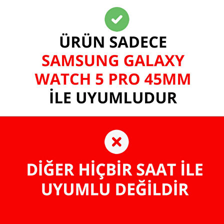 NovStrap Samsung Galaxy Watch 5 Pro 45mm Uyumlu Ekran Koruyucu Cam ve Kasa Koruyucu Sert PC