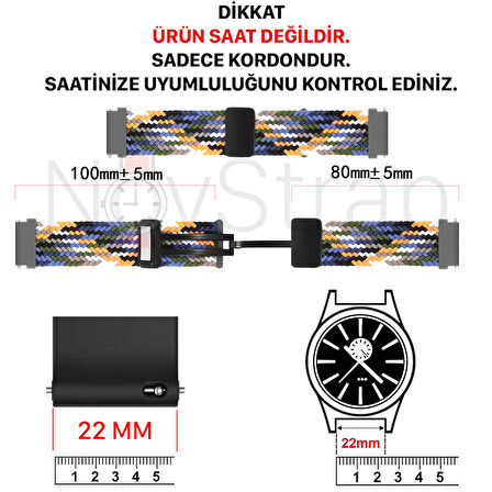 NovStrap Honor Magic Watch 2 46mm Uyumlu Kordon Kayış (22mm) Flexible Örgü Magnet Tokalı Kordon