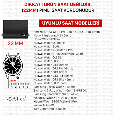 NovStrap Honor Magic Watch 2 46mm Uyumlu Kordon Kayış (22mm) Flexible Örgü Magnet Tokalı Kordon