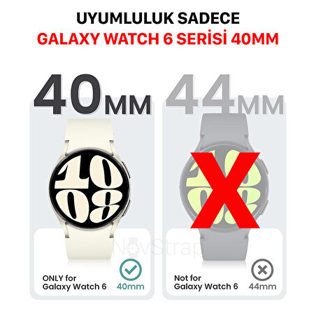 NovStrap Samsung Galaxy Watch 6 Seri 40mm ile Uyumlu Ekran Koruyucu Cam ve Kasa Koruyucu Sert PC