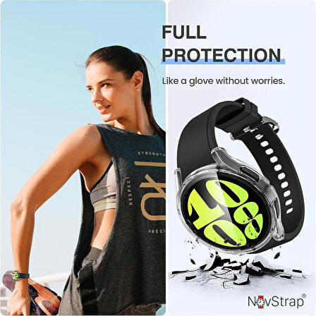 NovStrap Samsung Galaxy Watch 6 Seri 40mm ile Uyumlu Ekran Koruyucu Cam ve Kasa Koruyucu Sert PC