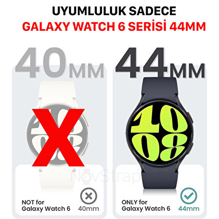 NovStrap Samsung Galaxy Watch 6 Seri 44mm ile Uyumlu Ekran Koruyucu Cam ve Kasa Koruyucu Sert PC