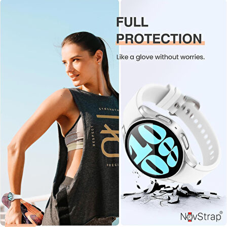 NovStrap Samsung Galaxy Watch 6 Seri 44mm ile Uyumlu Ekran Koruyucu Cam ve Kasa Koruyucu Sert PC