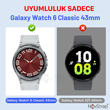 NovStrap Samsung Galaxy Watch 6 Classic 43mm ile Uyumlu Kılıf Kasa Koruyucu Sert PC