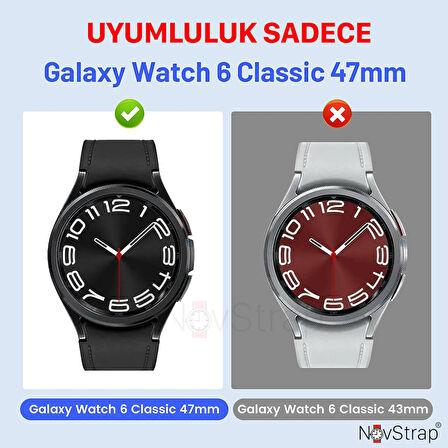 NovStrap Samsung Galaxy Watch 6 Classic 47mm ile Uyumlu Kılıf Camsız Kasa Koruyucu Sert PC