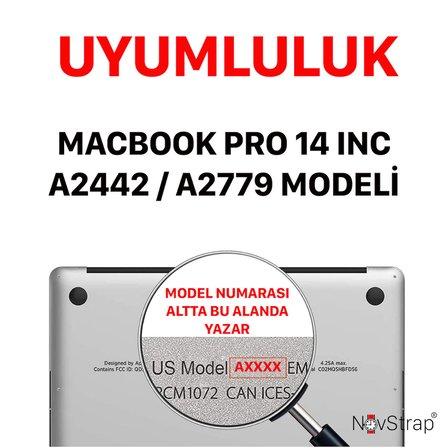 NovStrap Apple MacBook Pro 14 inç M1 M2 A2442 A2779 ile Uyumlu Kılıf Sert Rubber Mat Buzlu Kapak