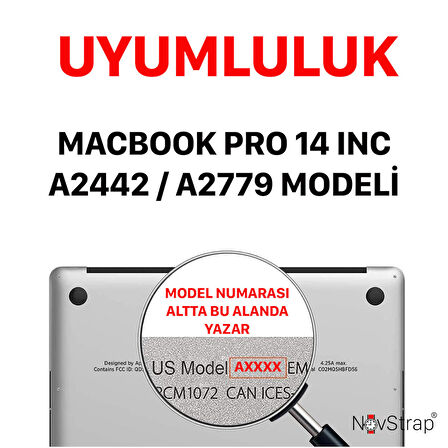 NovStrap Apple MacBook Pro 14 inç M1 M2 A2442 A2779 ile Uyumlu Kılıf Sert Rubber Mat Buzlu Kapak