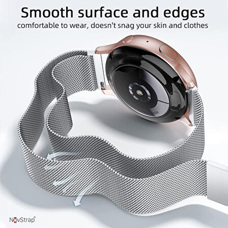 NovStrap Huawei Watch 3 4 Gt2e Gt2 Pro Gt3 Se Elite Gt3 Pro Gt4 46mm Uyumlu Kordon 22mm Metal Hasır