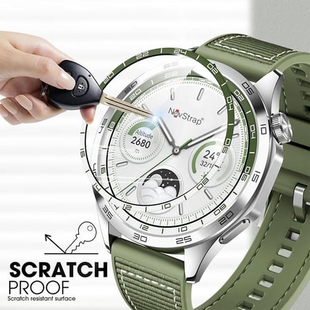 NovStrap Huawei Watch GT4 46mm ile Uyumlu Ekran Koruyucu Nano Esnek Cam Tam Kaplayan Yeşil Kadranlı PPM