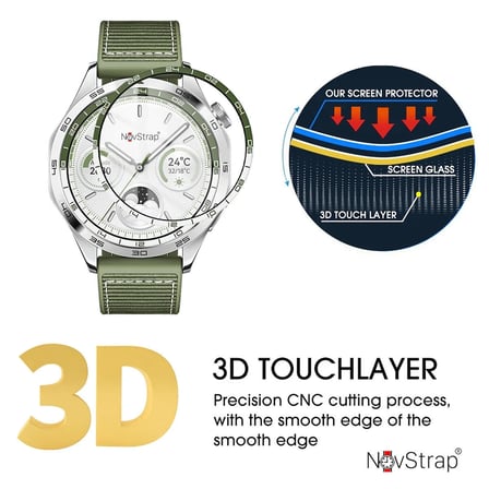 NovStrap Huawei Watch GT4 46mm ile Uyumlu Ekran Koruyucu Nano Esnek Cam Tam Kaplayan Yeşil Kadranlı PPM