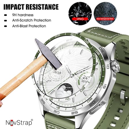 NovStrap Huawei Watch GT4 46mm ile Uyumlu Ekran Koruyucu Nano Esnek Cam Tam Kaplayan Yeşil Kadranlı PPM