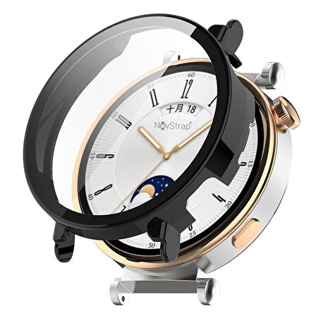 NovStrap Huawei Watch GT4 41mm ile Uyumlu Ekran Koruyucu Cam ve Kasa Koruyucu Kılıf Sert PC