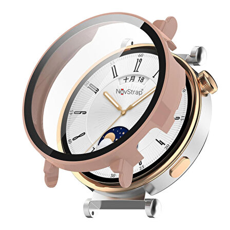 NovStrap Huawei Watch GT4 41mm ile Uyumlu Ekran Koruyucu Cam ve Kasa Koruyucu Kılıf Sert PC