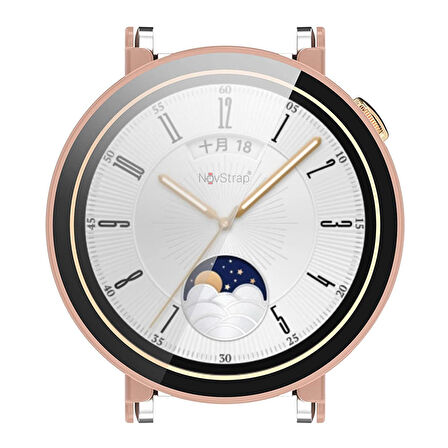 NovStrap Huawei Watch GT4 41mm ile Uyumlu Ekran Koruyucu Cam ve Kasa Koruyucu Kılıf Sert PC