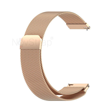 NovStrap Huawei Watch GT4 41mm ile Uyumlu Kordon (18mm Pimli) Mıknatıslı Metal Hasır Kordon Kayış