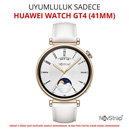 NovStrap Huawei Watch GT4 41mm ile Uyumlu Kordon (18mm Pimli) Çelik Metal Kordon Kayış