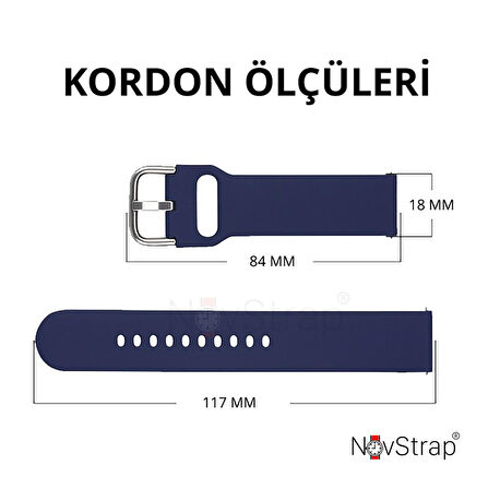 NovStrap Huawei Watch GT4 41mm ile Uyumlu Kordon (18mm Pimli) Yumuşak Jel Silikon Kordon Kayış